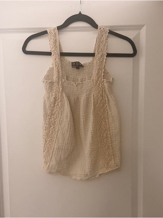 POL Tops - POL Cream Crochet-Trim Gauze Camisole Top